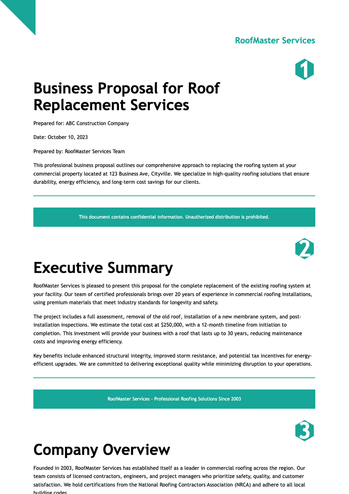 Roofing project timeline and cost estimate with detailed breakdown and disclaimer_variant_1